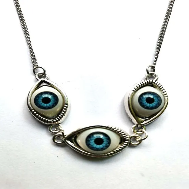 Vintage Bronze Turkish Devil Evil Eyes Necklace Pendant Punk BFF Statement Steampunk Choker For Women Witch Gothic Jewelry Gift