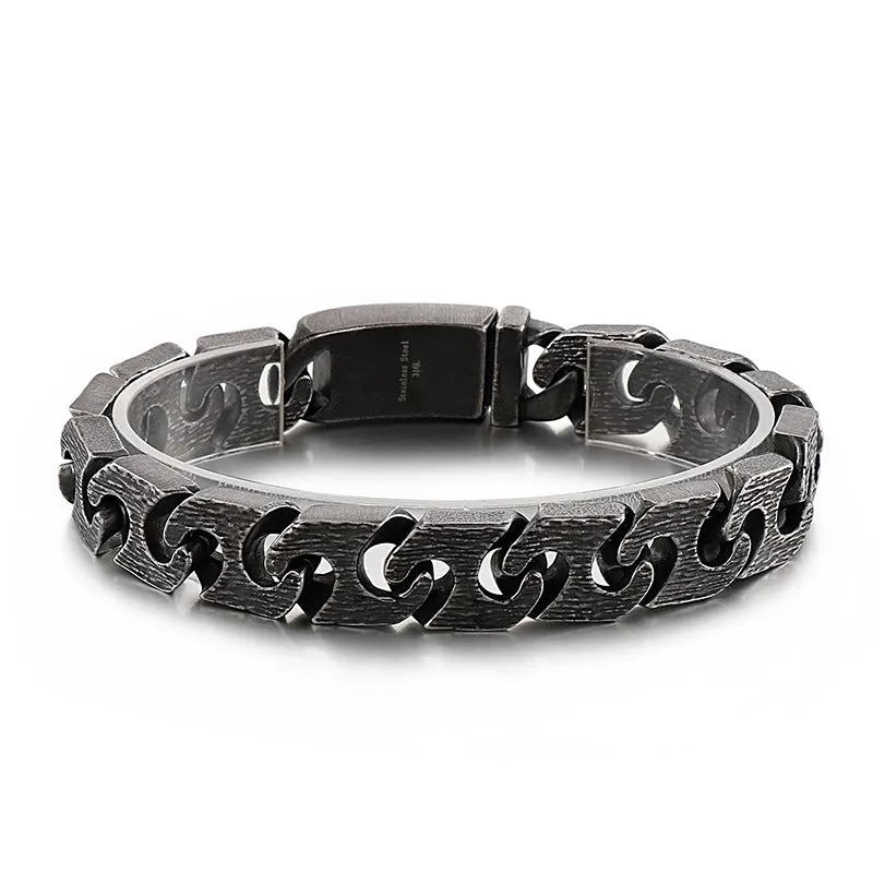 Vintage Geometric Titanium Steel Men's Punk Bracelet