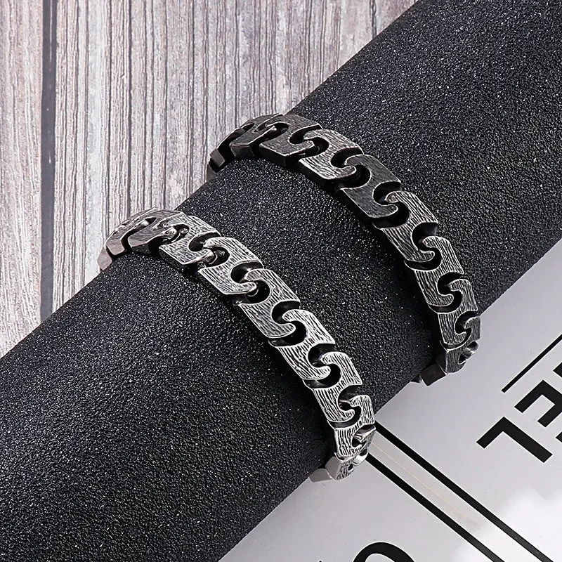 Vintage Geometric Titanium Steel Men's Punk Bracelet