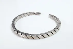 Vintage Palestinian Twisted Silver Cuff Bracelet