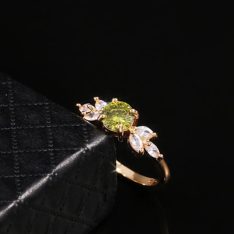 Wedding Jewelry Elegant Yellow Round Cut Cubic Zircon Fashion Ring for Women