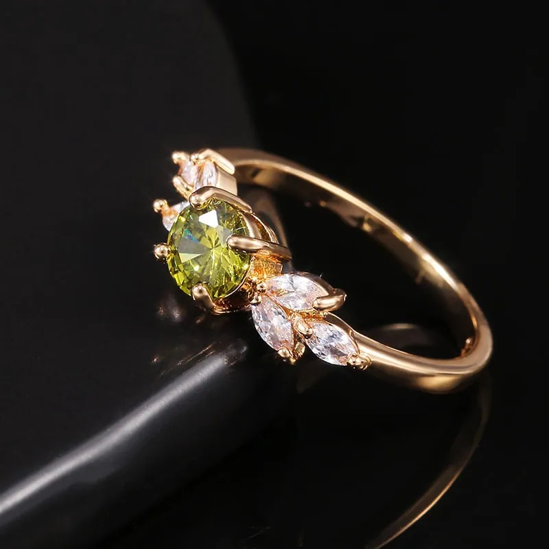 Wedding Jewelry Elegant Yellow Round Cut Cubic Zircon Fashion Ring for Women