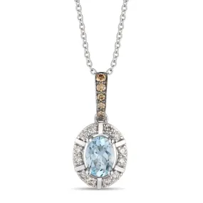 White Gold Aquamarine Pendant with Nude Diamonds