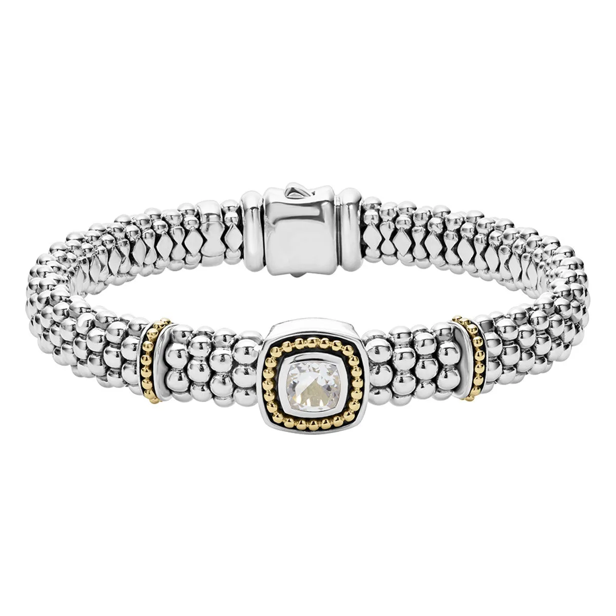 White Topaz Caviar Bracelet 9mm