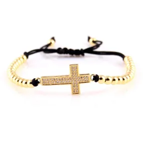 Women's Cross Bracelet <br> Beads and Rope