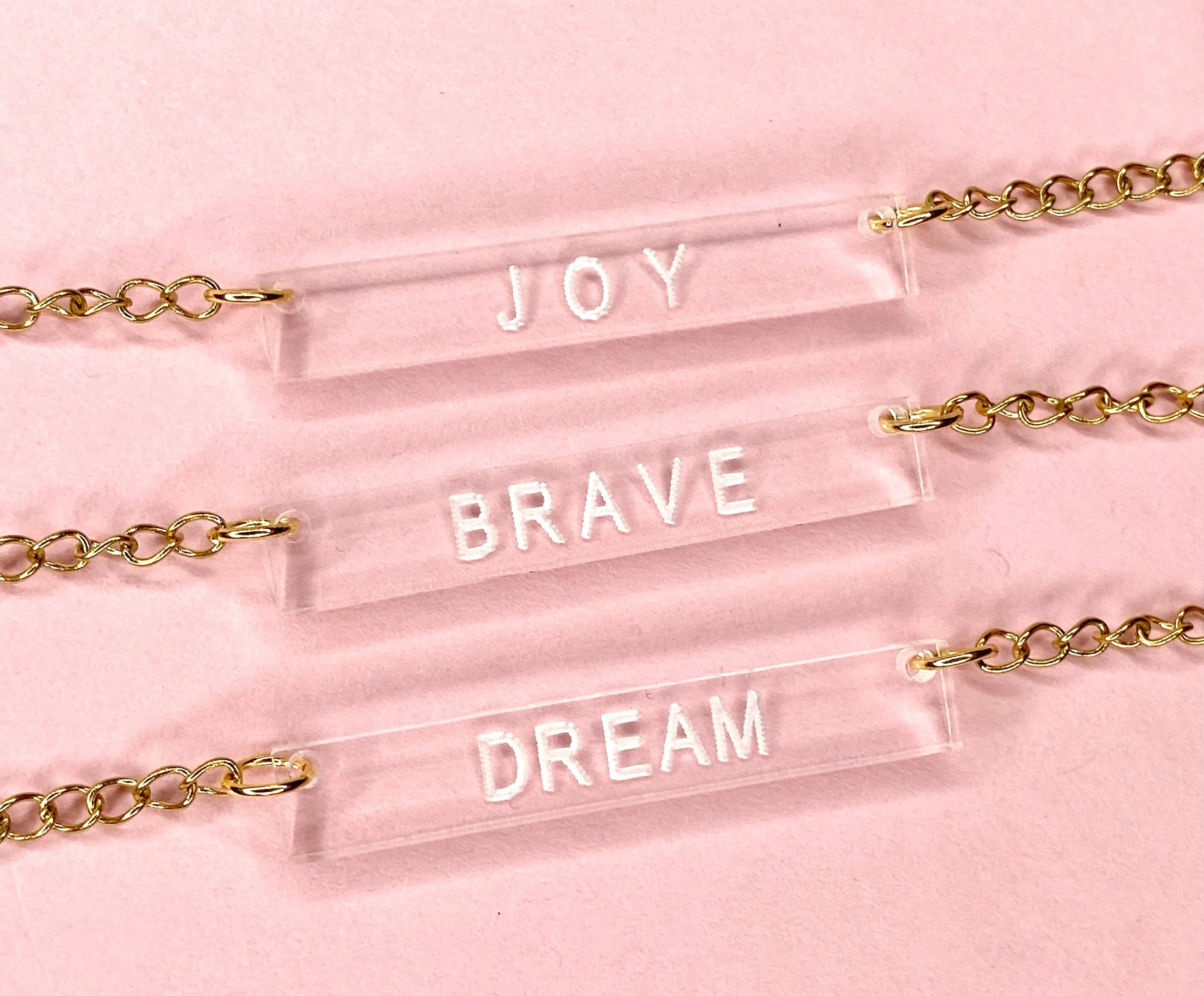 Word of the Year Necklace, Custom Bar Necklace, Layering Bar Necklace, Brave Joy Hope Shalom Believe Fierce Be Kind Dream