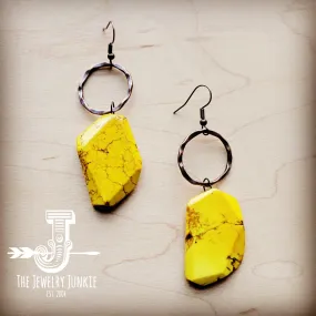 **Yellow Turquoise Chunky Earrings 211v