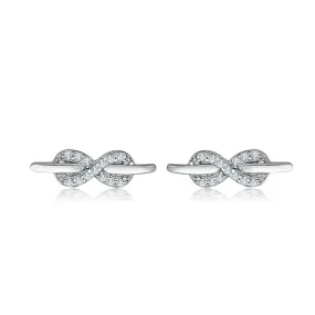 Zircon 8 Shape Silver Studs Earrings for Women