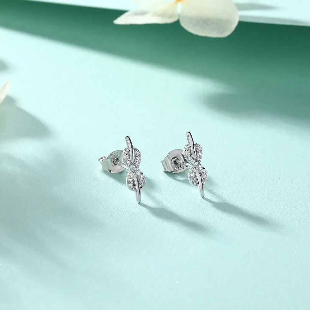 Zircon 8 Shape Silver Studs Earrings for Women