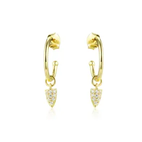 Zircon Bullet Head Silver Hoop Earrings for Women