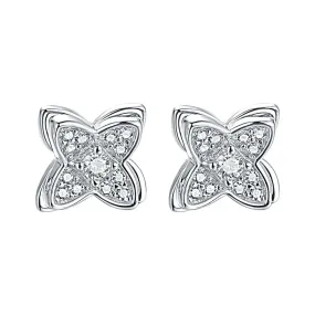 Zircon Clover Double-layer Silver Studs Earrings for Women