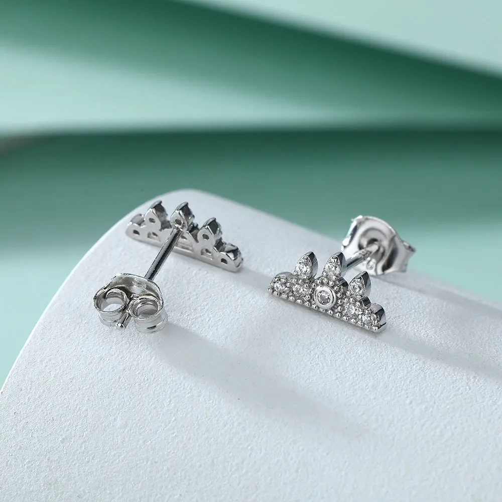 Zircon Crown Silver Studs Earrings for Women