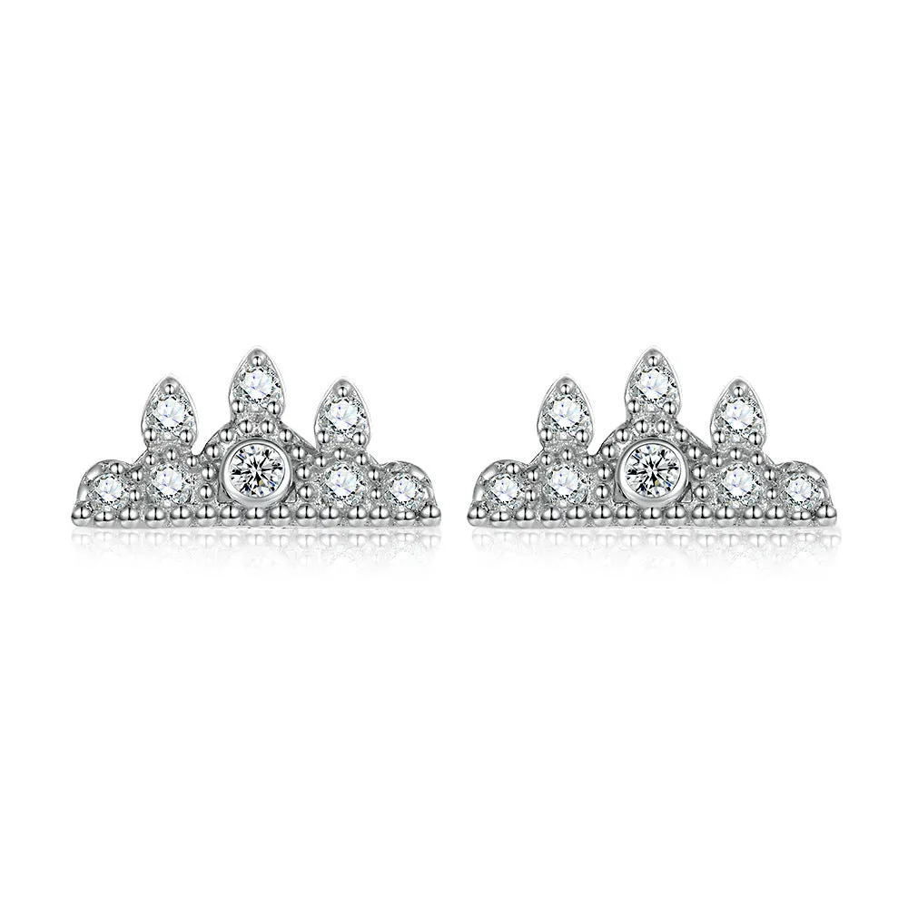 Zircon Crown Silver Studs Earrings for Women