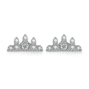 Zircon Crown Silver Studs Earrings for Women