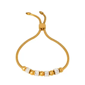 Zircon-Embellished Unisex Bracelet with Gold-Plated Titanium Steel Buckle