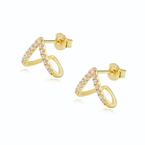 Zircon Geometric Hollow Triangle Silver Studs Earrings for Women