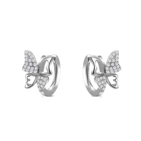 Zircon Hollow Butterfly Silver hoop Earrings for Women